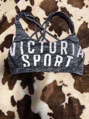 Victoria's Secret Gray Heathered Crisscross Logo Sports Bra